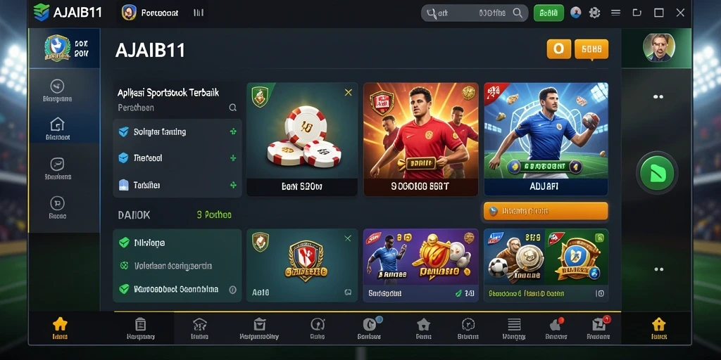 Tampilan utama aplikasi AJAIB11 dengan fitur taruhan olahraga yang menarik.