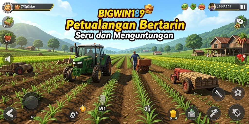 Screenshot gameplay BIGWIN189 menampilkan aktivitas bertani yang menyenangkan.