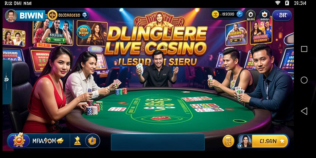 Screenshot gameplay BIWIN menampilkan suasana Live Casino yang seru dan interaktif.