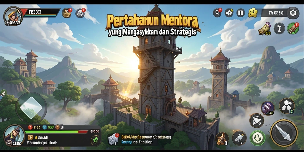 Tampilan menarik dari gameplay FB333 yang penuh strategi Tower Defense.