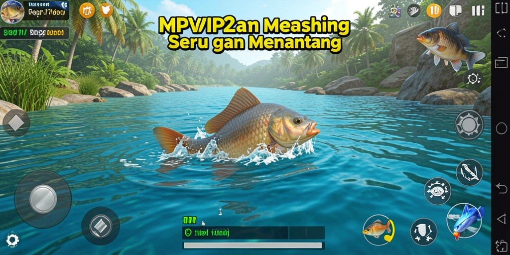 Screenshot gameplay RPVIP2 yang menampilkan aktivitas memancing seru.