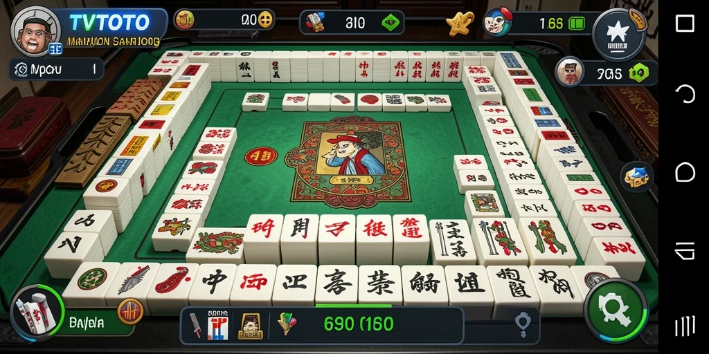 Tampilan gameplay TVTOTO dengan desain tile Mahjong yang menarik.